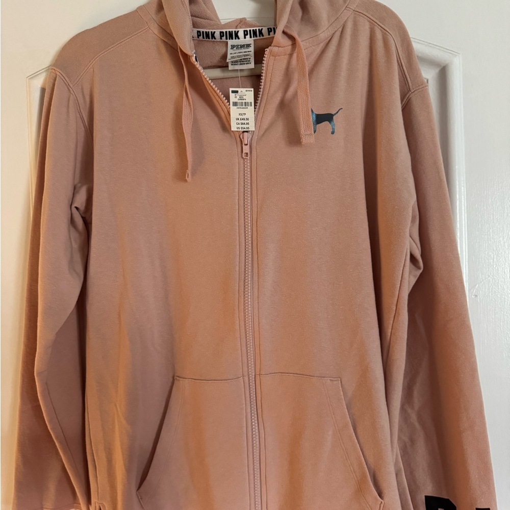 Pink Zip-Up Hoodie with Dog Logo
